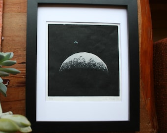 Moon Joy Limited Edition, hand made Linocut