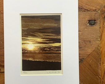 A Brooding Sunrise over Lake Superior- Hand Printed, Limited edition