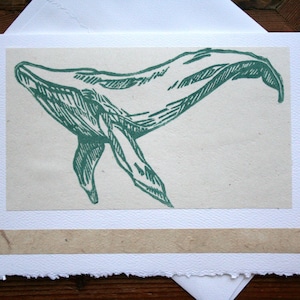 Blue Whale Hand Printed Blank Card