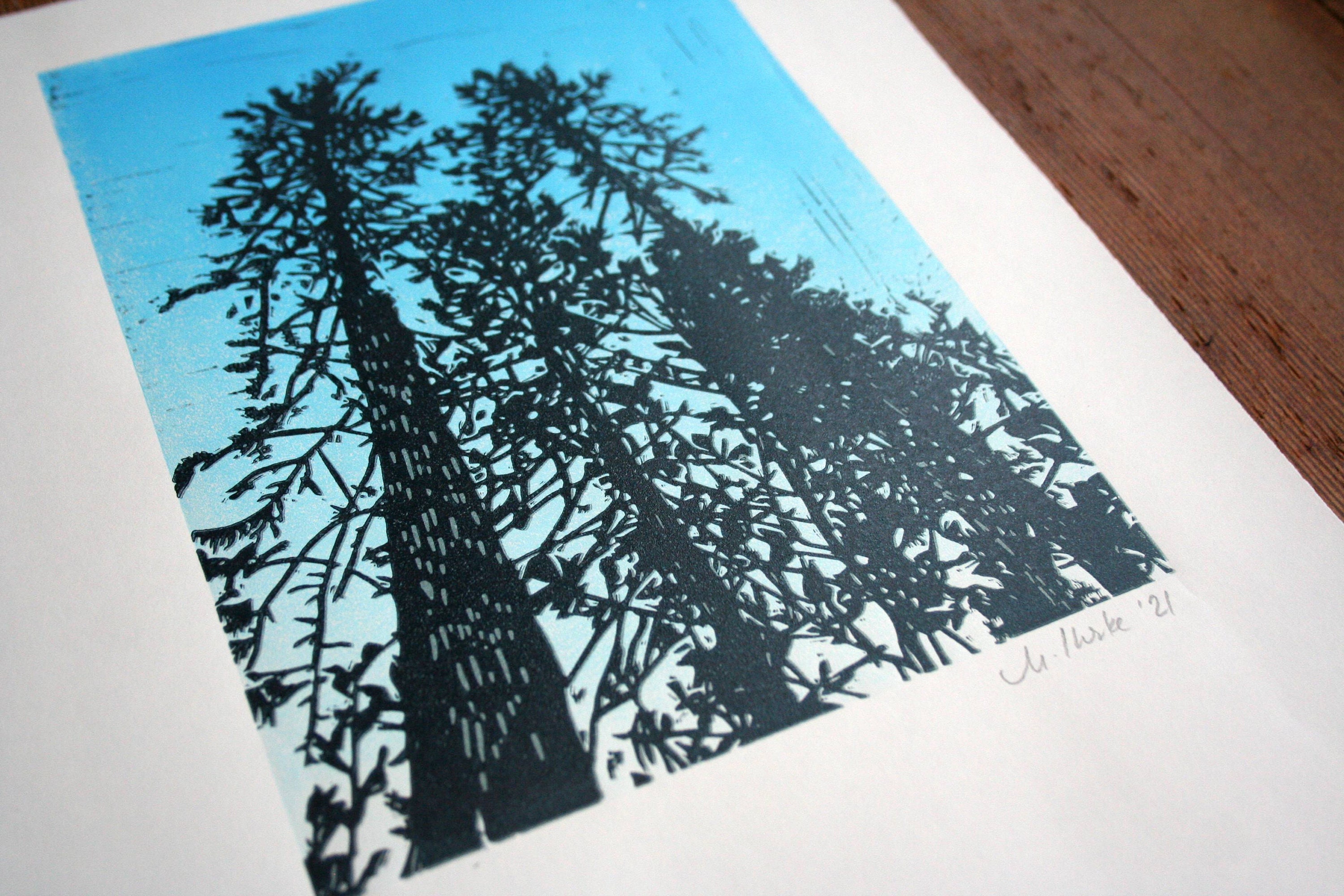 Tree Hand Work Prints Art & Collectibles Limited edition Big trees reaching up Hand ...