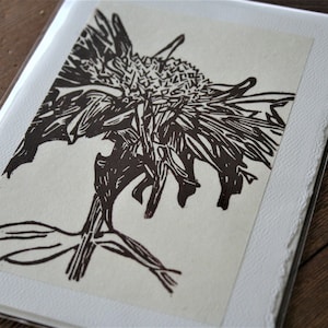 Bee balm Hand Printed Blank Card