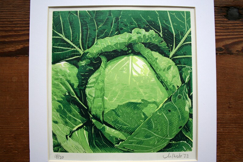 Green Cabbage Limited edition, hand pulled image 8