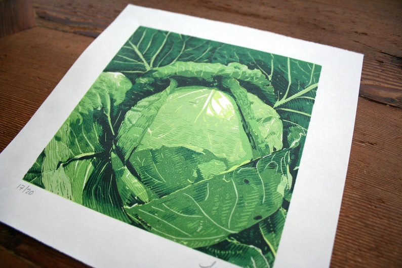 Green Cabbage Limited edition, hand pulled image 4