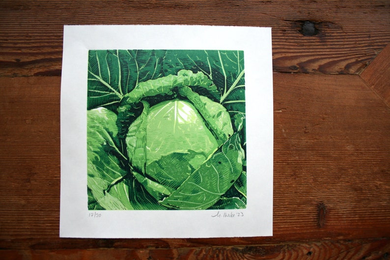 Green Cabbage Limited edition, hand pulled image 1