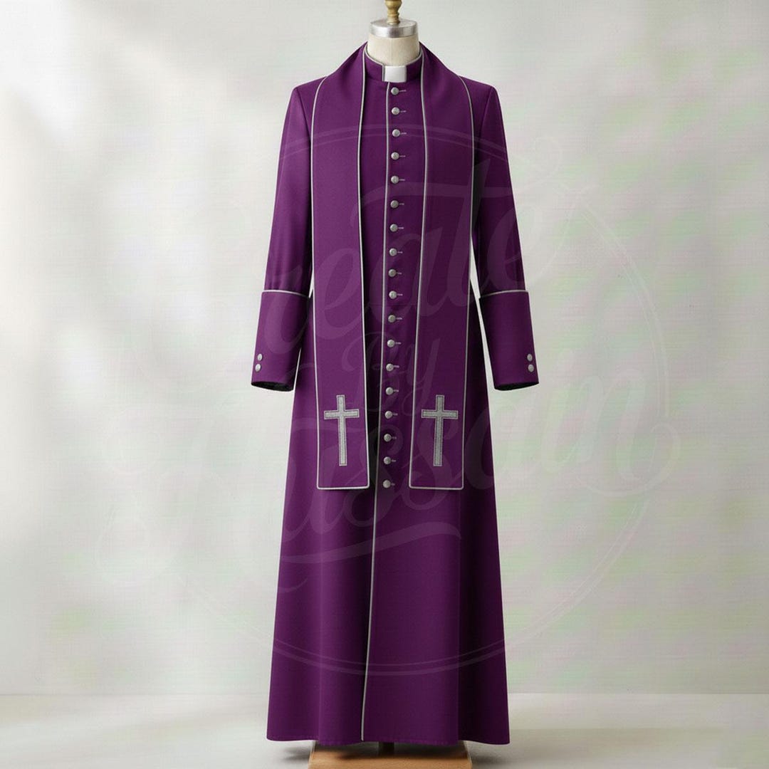 Purple Roman Cassock With Matching Stole – Catholic Priest Soutane Robe ...