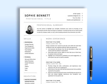 Professionelle Lebenslauf-Fotovorlage: Bearbeitbarer Lebenslauf, Anschreiben, Referenzen (Digitaler Download)