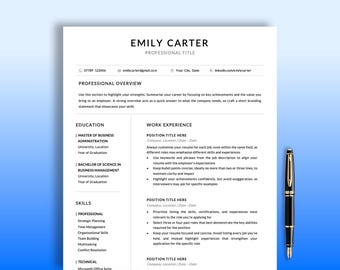 Professioneller Lebenslauf Einfache Vorlage: Bearbeitbarer Lebenslauf, Anschreiben, Referenzen (Digitaler Download)