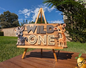 Personalized Wild One Wooden Sign: Safari Animal Nursery Decor or Baby Shower Gifts