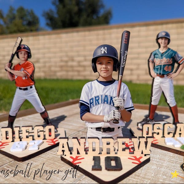 Personalized Baseball Photo Plaque: Custom Wooden Baseball Player Gift