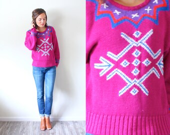 vintage pink ugly christmas sweater snowflake sweater bright pink sweater aztec navajo christmas jumper snowflake print - Pink Ugly Christmas Sweater vintage pink ugly christmas sweater snowflake sweater bright pink sweater aztec navajo christmas jumper snowflake print - Pink Ugly Christmas Sweater