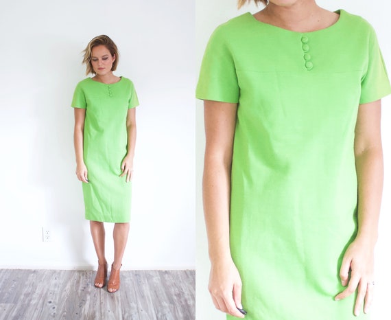 60's lime green mod dress // modest dress // mad m