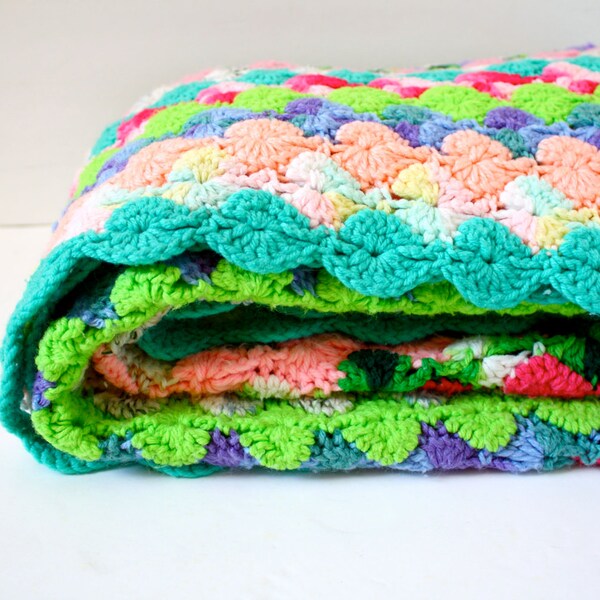 Vintage rainbow crochet blanket