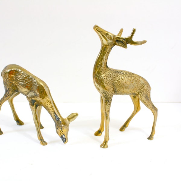 Vintage Christmas gold brass reindeer decor