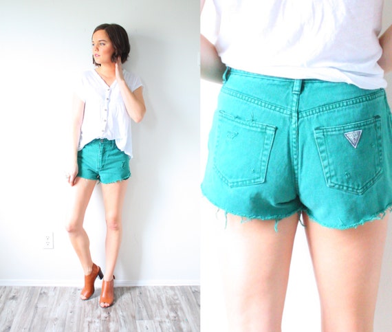 dark green jean shorts