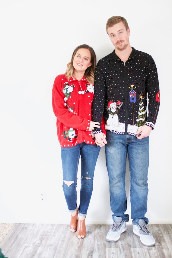 Matching ugly Christmas sweaters // tacky Christma