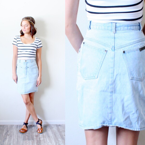 Vintage SMALL// jean skirt high waist retro// Calvin Klein