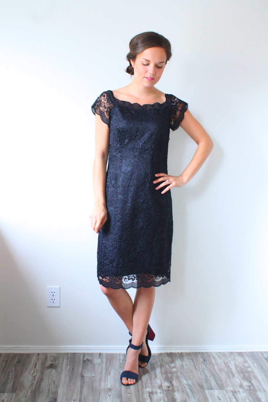 Vintage BOHO // Black Formal Lace Dress // 50's Dress // Etsy