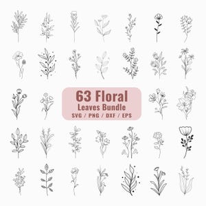 Wildflower SVG Bundle: Floral, Botanical Designs (Digital Download)