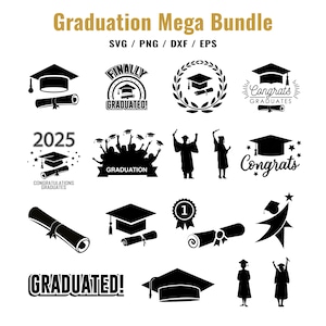 Graduation Svg Bundle, Graduation Cap Svg, Grad 2025, Diploma svg, Graduation clip art, Graduation Topper Svg, Cut Files, Instant Download