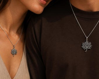 Matching Couple Maple Leaf Necklace Set Canadian Couples Gift Long Distance Relationship Anniversary Gift Canada Lover Jewelry Christmas