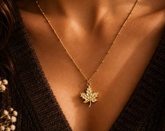 Canada Leaf Necklace New Canadian Gift Studying In Canada Keepsake Homesick Gift Fall Birthday Jewelry Teacher Gift Stainless Steel Necklace