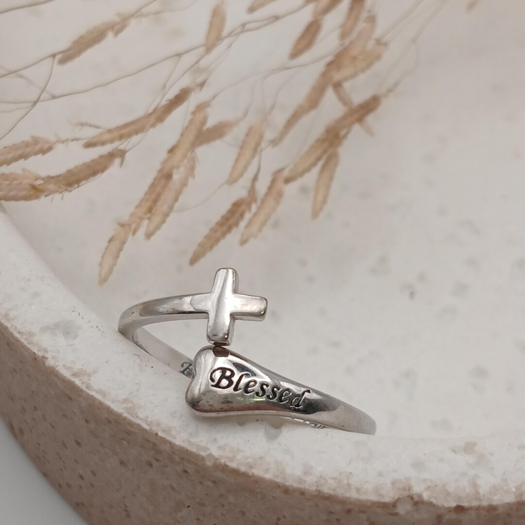 Blessed Ring Sterling Silver Faith Hope Love Ring Inspirational ...