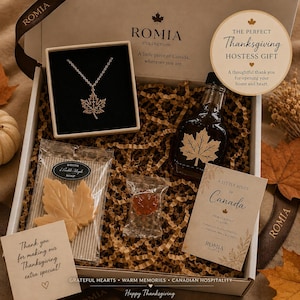 Canadian Thanksgiving Hostess Gift Box Maple Leaf Necklace Fall Gift Set Thank You Gift for Her Autumn Canada Gift