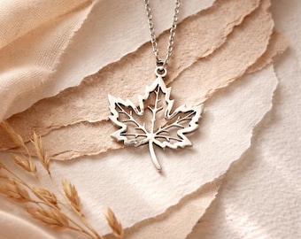 Collana con foglia d'acero in argento, unisex, ispirata al Canada, gioiello per lui o per lei, regalo di conforto per la nostalgia di casa, souvenir dell'esercito, ciondolo con orgoglio canadese