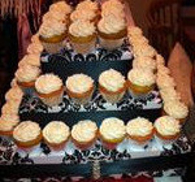Black and White Damask Cupcake Stand Etsy