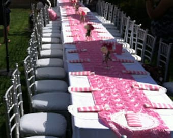 Custom Made Light Pink Fuschia Rosette Table Runner 90 x 16 custom