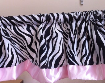 Zebra Satin Valance with light pink accent