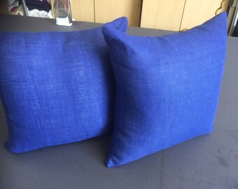 2 Light Navy Blue  Burlap Pillows 16 x 16w/ insert