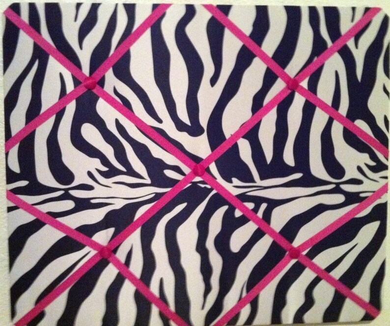 Zebra With Hot Pink Memo Photo Bulletin Board 16 X 20 Etsy