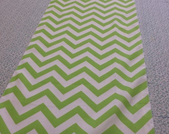 Lime green and White Chevron Table Runner 90   x 16