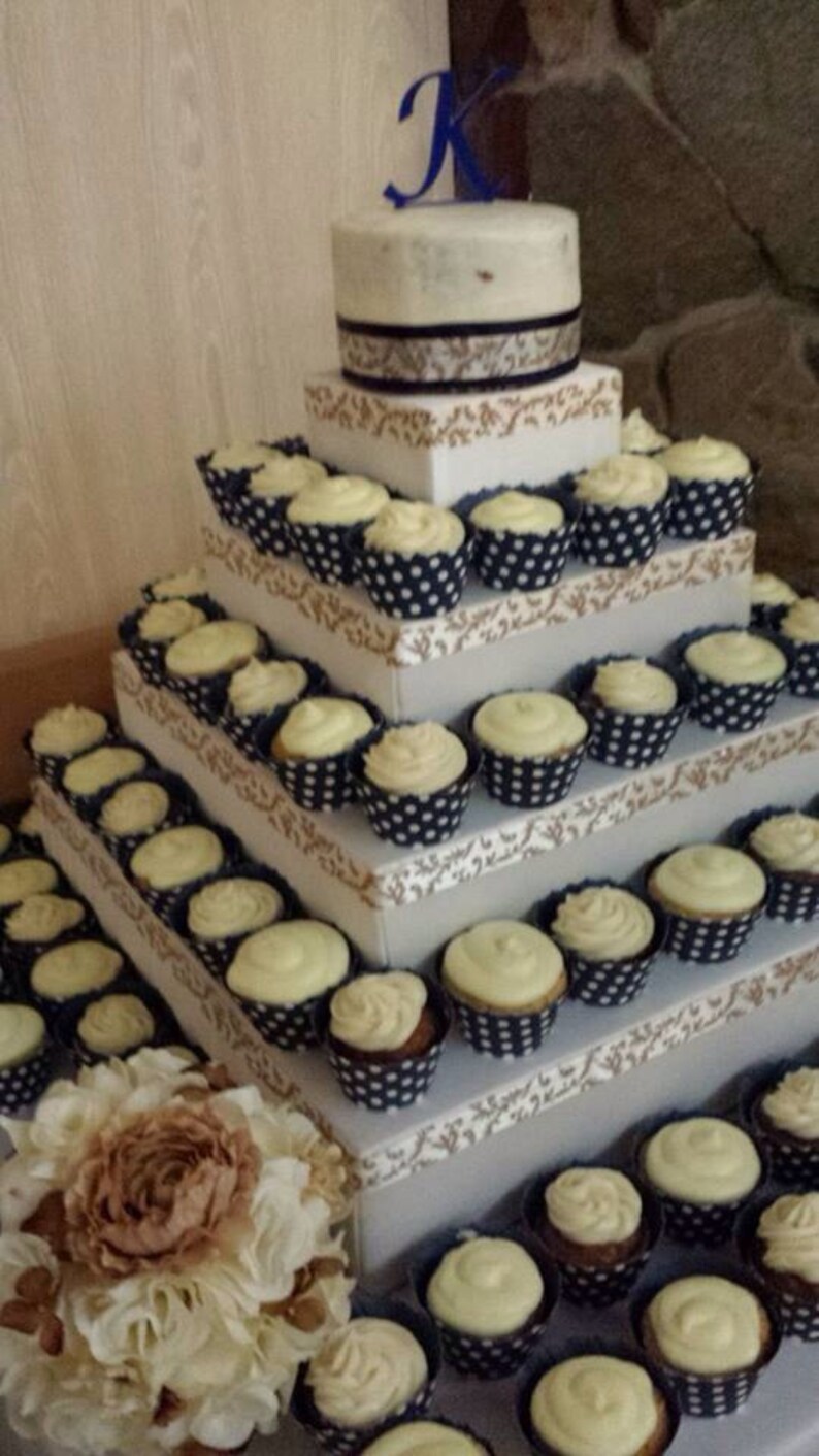 Custom Made Cupcake Cake Stand Extra Large 4 Tier Ivory Satin Etsy