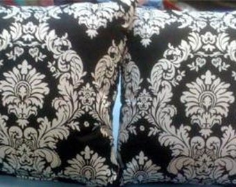 2 Damask Black and White Satin  pillows 16 x 16 insert included