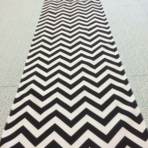 Black and White Chevron Table Runner 90   x 16