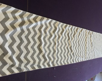 Gray and White Chevron Table Runner 90 x 13