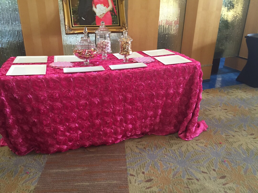 Pink Roullette Table Custom Made Pink Rosette Tabelcloth 90 X 132 6ft Head Table - Etsy