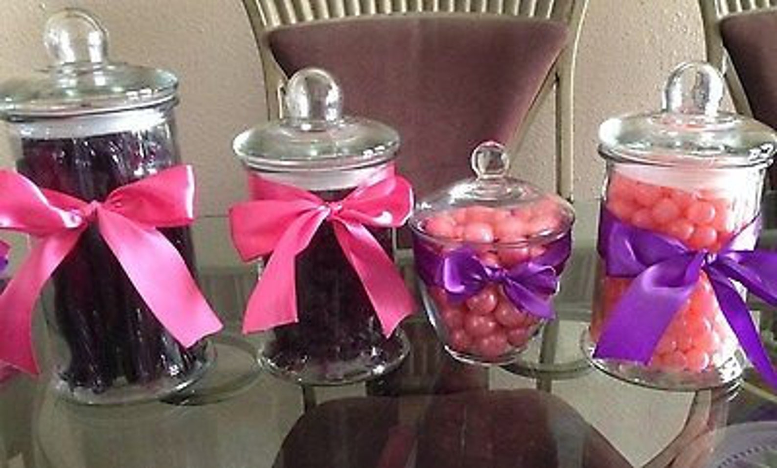 Candy bar buffet Jar with Candy 4 Jars Any color ribbon to Etsy