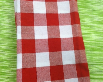 Set of 24 Dinner Napkins in  Gingham Red and White Checker Fabric  16 x 16 Wedding Party Reception