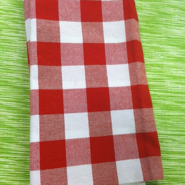 Set of 8 Dinner Napkins in  Gingham Red and White Checker Fabric  16 x 16 Wedding Party Reception