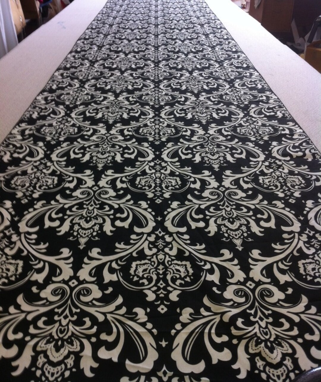 Premier Prints Ozborne Black and White Damask Aisle Runner 25 Feet Etsy