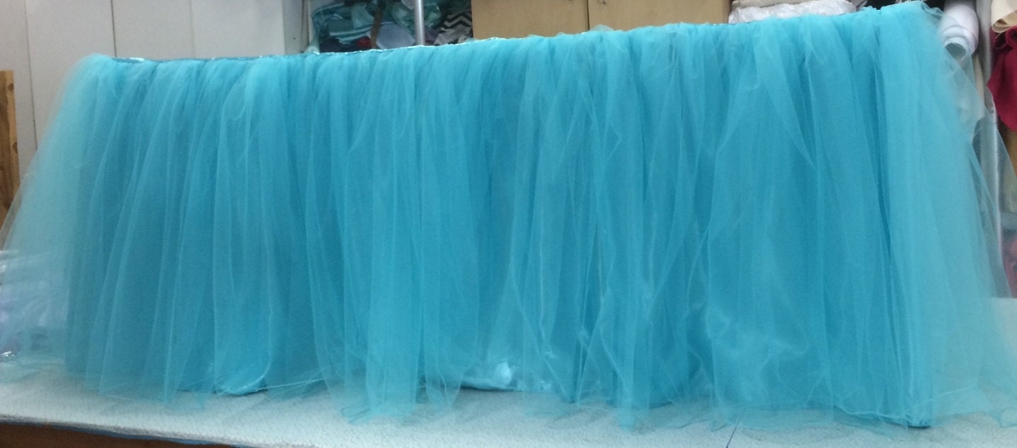 Custom Made Wedding Cake Head Table Princess Frozen Birthday Table Tablecloth Aqua blue 6ft Tablecloth