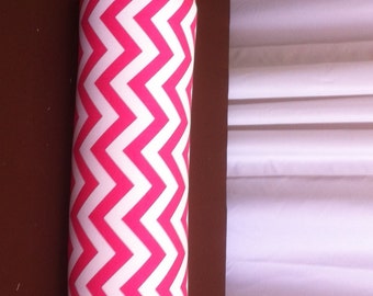 Hot Pink and White Chevron  Zig Zag Bolster Pillow  extra long 22 inches Long and extra wide 8 inches