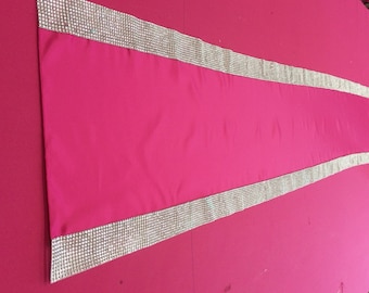 Custom Made  Hot Pink Fuschia Satin Table Runner 90 x 16 With Bling Border