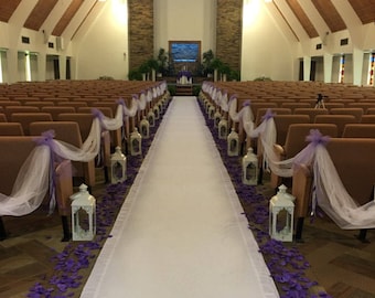 Custom Made Aisle Runner Two Colors White Gabardine and White  Satin Accents 30 feet 42 inches  wide listing