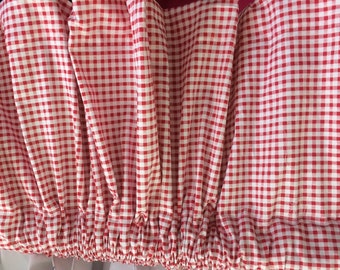 Red  and White Gingham  Retro Cotton Kitchen Bedroom Nursery Valance  52 Inches wide