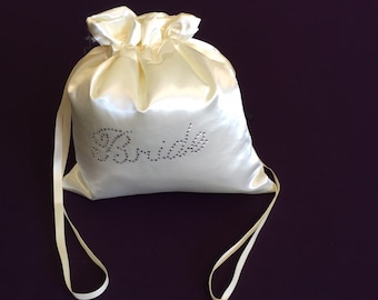 Custom Made Money Bag Dollar Dance Ivory satin with Rhinestone  Bride Accent.