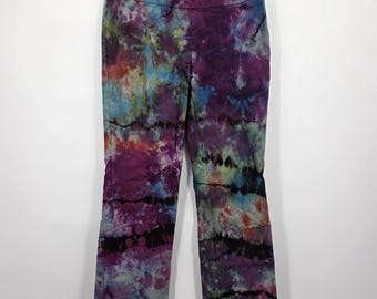 Reverse Tie Dye Geode Print Stretch Trousers Women’s Large Pants Boho Art Festival